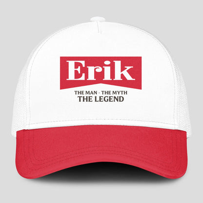 The Man The Myth The Legend Red And White Mesh Cap ERIK 13K1 C197PF
