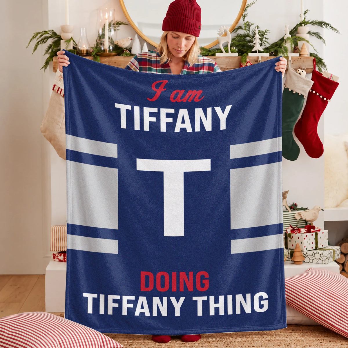 I'm Name Doing Name Things Navy Fleece Blanket TIFFANY 13K1 BK51