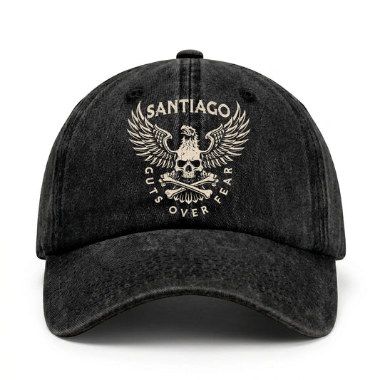 Your Name Guts Over Fear With Eagle And Skull Washed Cap SANTIAGO 13K1 C75PF