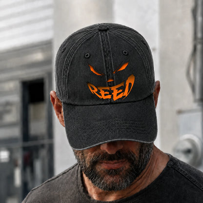 Your Name Jack O' Lantern Halloween Washed Cap REED 13K1 C100PF
