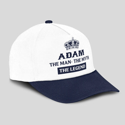 The Man The Myth The Legend King Crown Blue And White Cap ADAM 13K1 C147PF