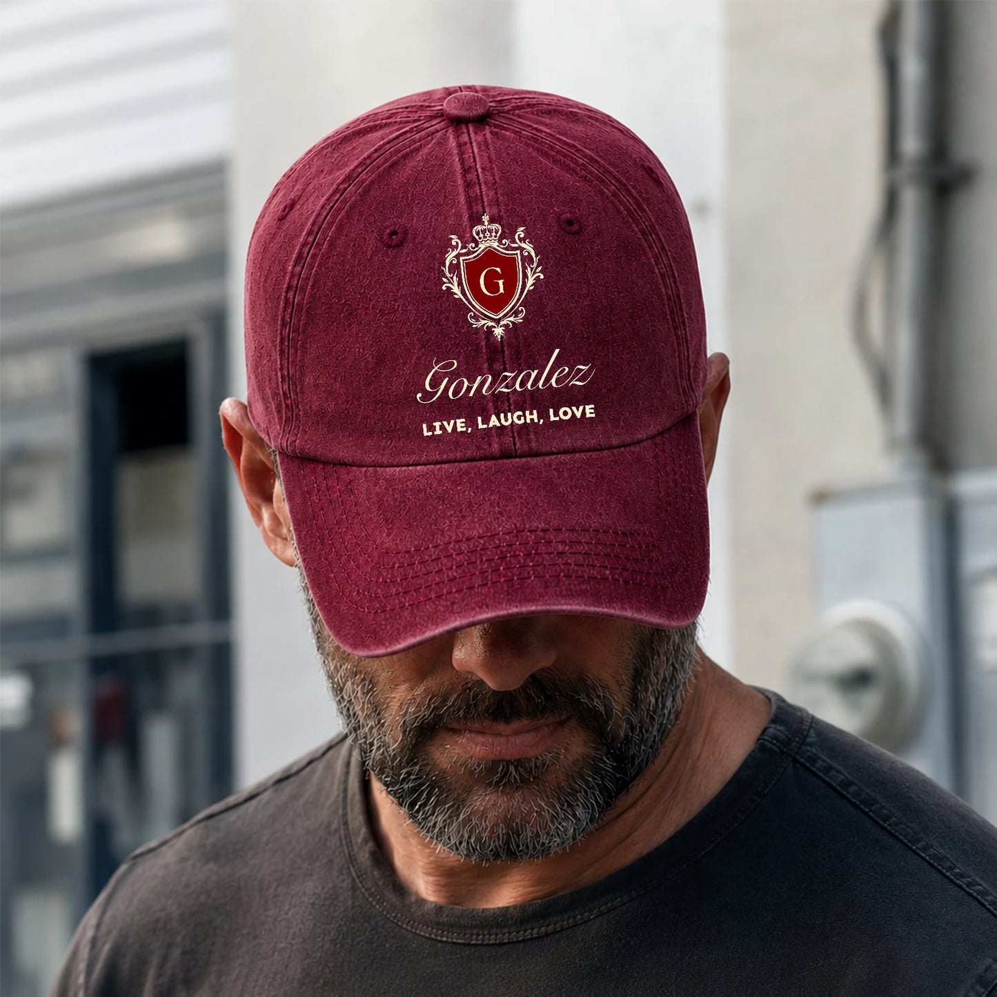 Live Laugh Love Elegant Burgundy Washed Cap GONZALEZ 13K1 C89PF
