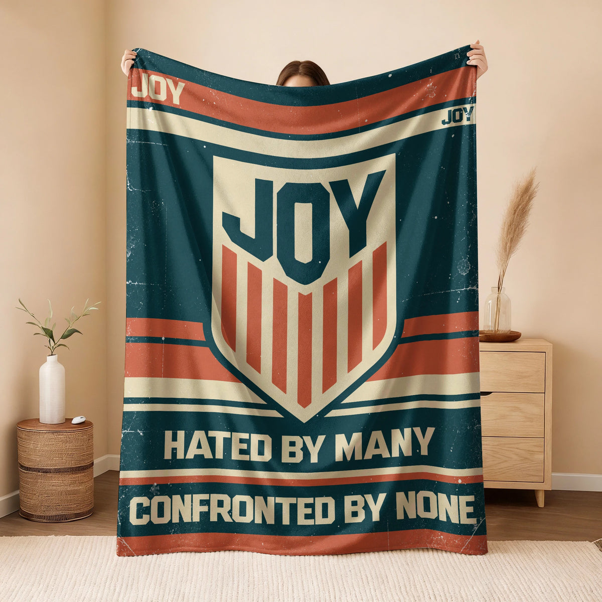 Hated By Many Confronted By None Retro Fleece Blanket JOY 13K1 BK58