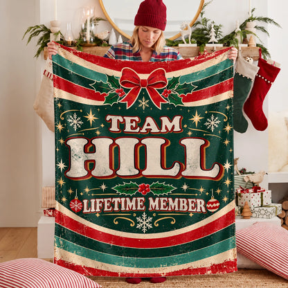 Team Your Name Lifetime Member Christmas Fleece Blanket HILL 13K1 BK52