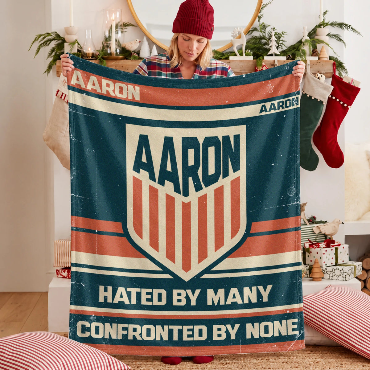 Hated By Many Confronted By None Retro Fleece Blanket AARON 13K1 BK58