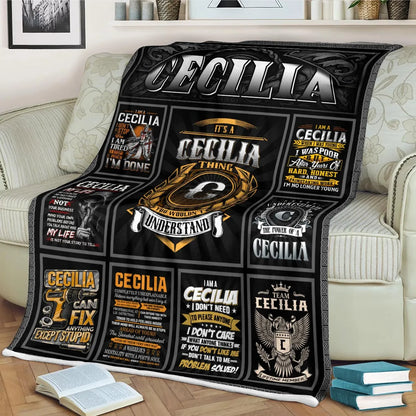 CECILIA Personalized Blanket | Custom Name Cozy Throw Gift 13K2-BK2