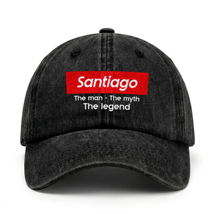 Your Name The Man The Myth The Legend Red Logo Washed Cap SANTIAGO 13K1 C130PF