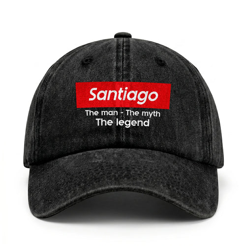 Your Name The Man The Myth The Legend Red Logo Washed Cap SANTIAGO 13K1 C130PF