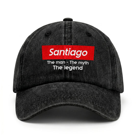 Your Name The Man The Myth The Legend Red Logo Washed Cap SANTIAGO 13K1 C130PF
