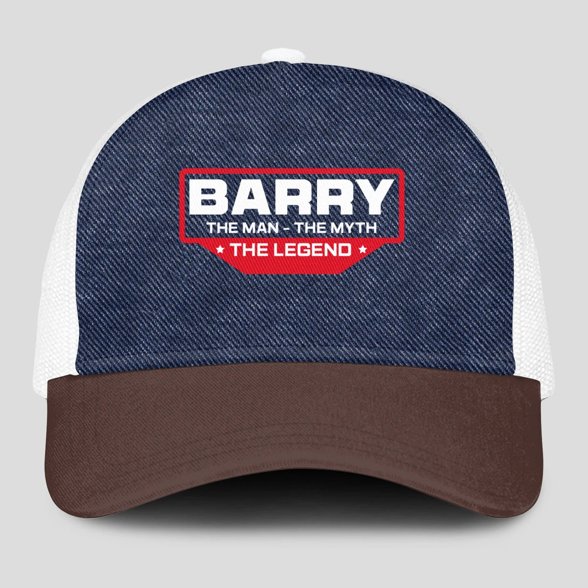 The Man The Myth The Legend Navy Brown And White Mesh Cap BARRY 13K1 C200PF