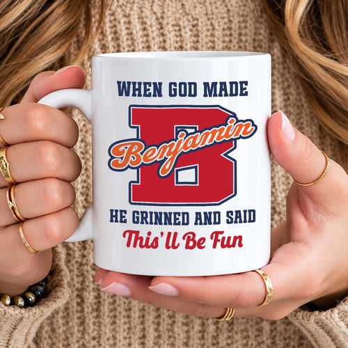 When God Made Your Name Personalized Baseball Mug BENJAMIN 13K1 MG07