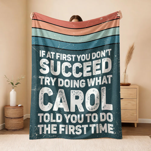 If At First You Don’t Succeed Retro Green Fleece Blanket CAROL 13K1 BK29