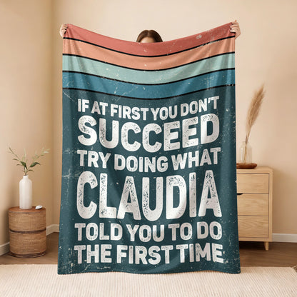If At First You Don’t Succeed Retro Green Fleece Blanket CLAUDIA 13K1 BK29