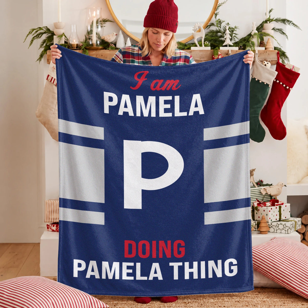I'm Name Doing Name Things Navy Fleece Blanket PAMELA 13K1 BK51