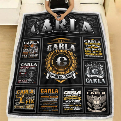 CARLA Personalized Blanket | Custom Name Cozy Throw Gift 13K1-BK2