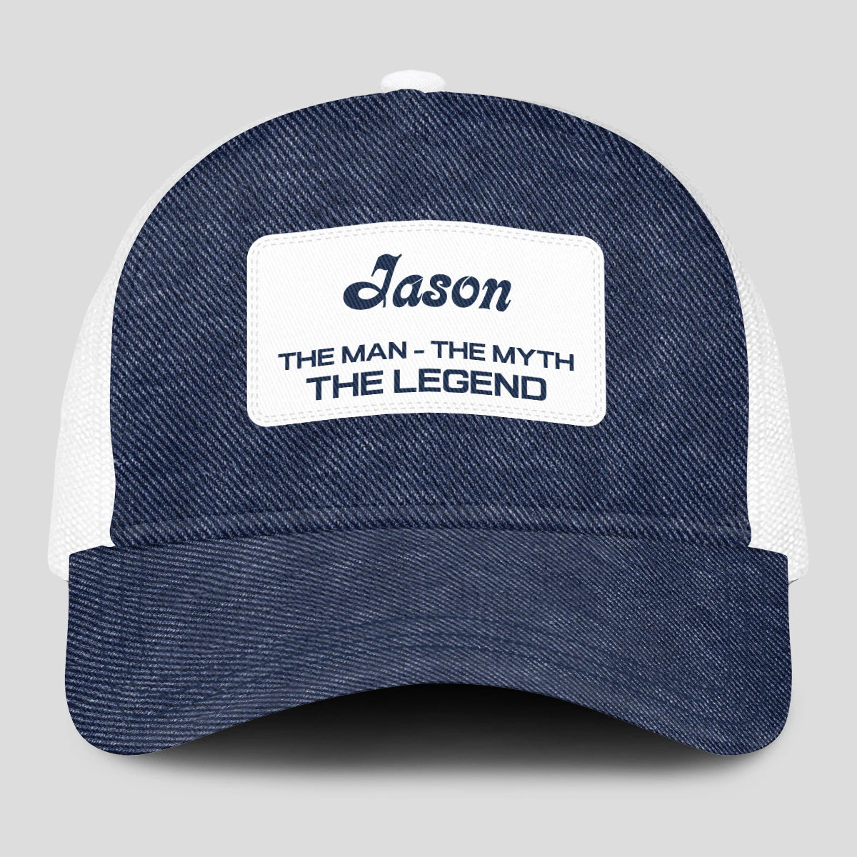 The Man The Myth The Legend Blue Denim Mesh Cap JASON 13K1 C194PF