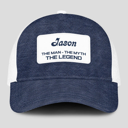 The Man The Myth The Legend Blue Denim Mesh Cap JASON 13K1 C194PF