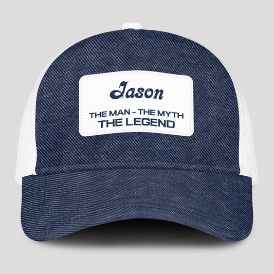 The Man The Myth The Legend Blue Denim Mesh Cap JASON 13K1 C194PF