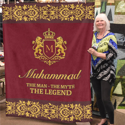 The Man The Myth The Legend Royal Red And Yellow Fleece Blanket MUHAMMAD 13K1 BK05