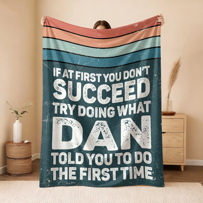 If At First You Don’t Succeed Retro Green Fleece Blanket DAN 13K1 BK29