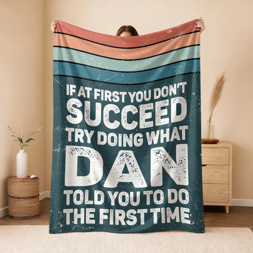 If At First You Don’t Succeed Retro Green Fleece Blanket DAN 13K1 BK29