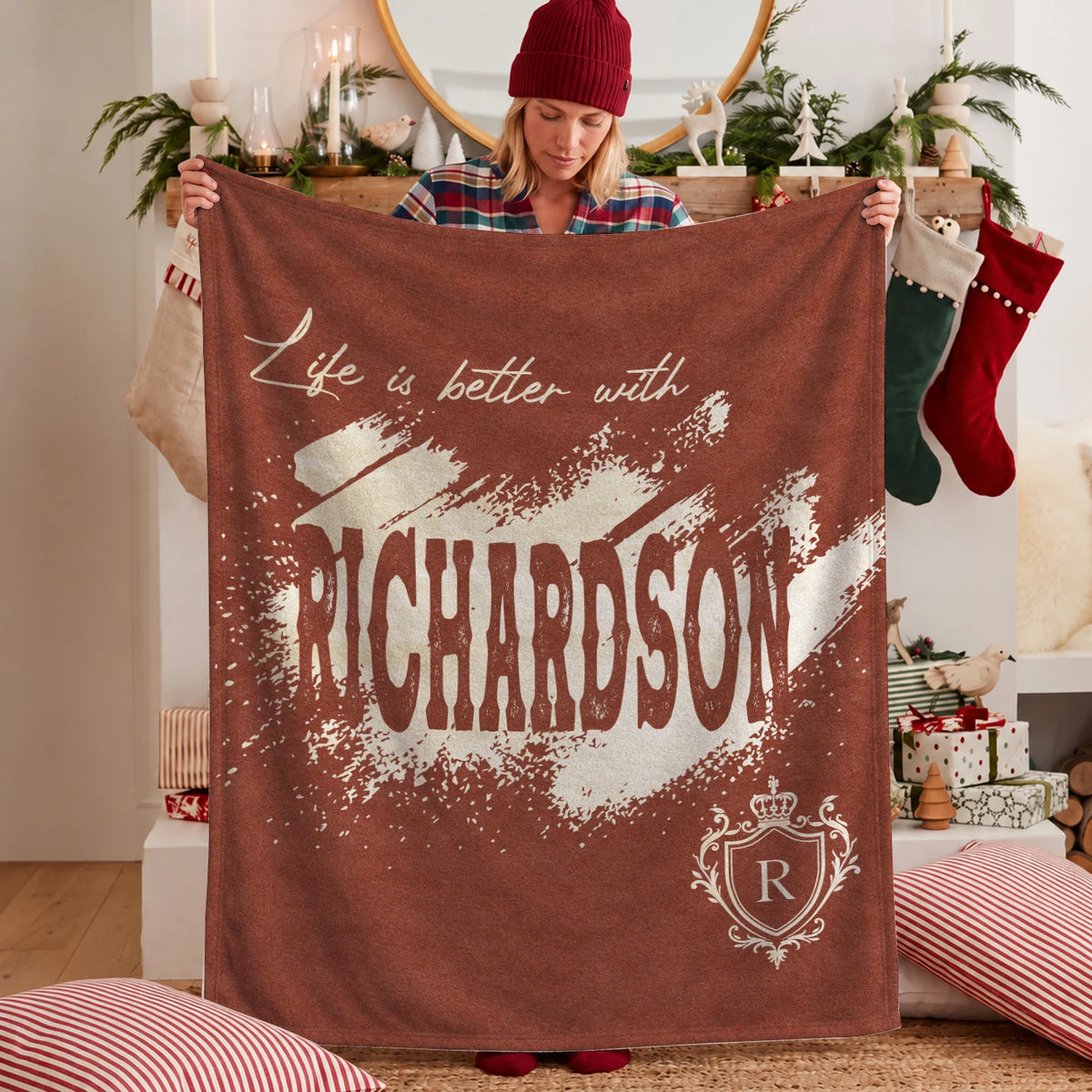 Life Is Better With Your Name Terracotta Cream Fleece Blanket RICHARDSON 13K1 BK30