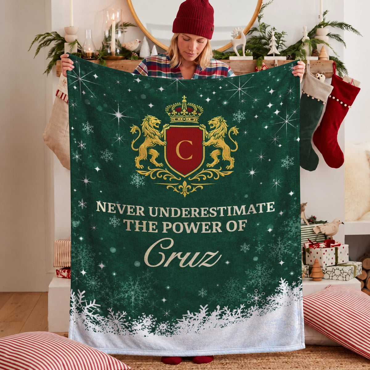 Never Underestimate Your Name Old Money Christmas Fleece Blanket CRUZ 13K1 BK26