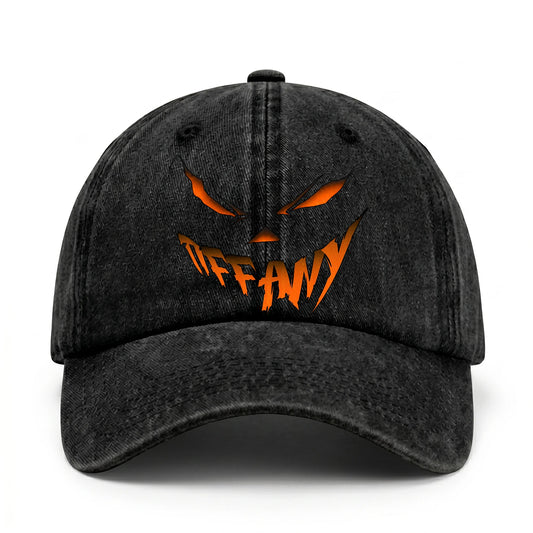 Your Name Jack O' Lantern Halloween Washed Cap TIFFANY 13K1 C100PF
