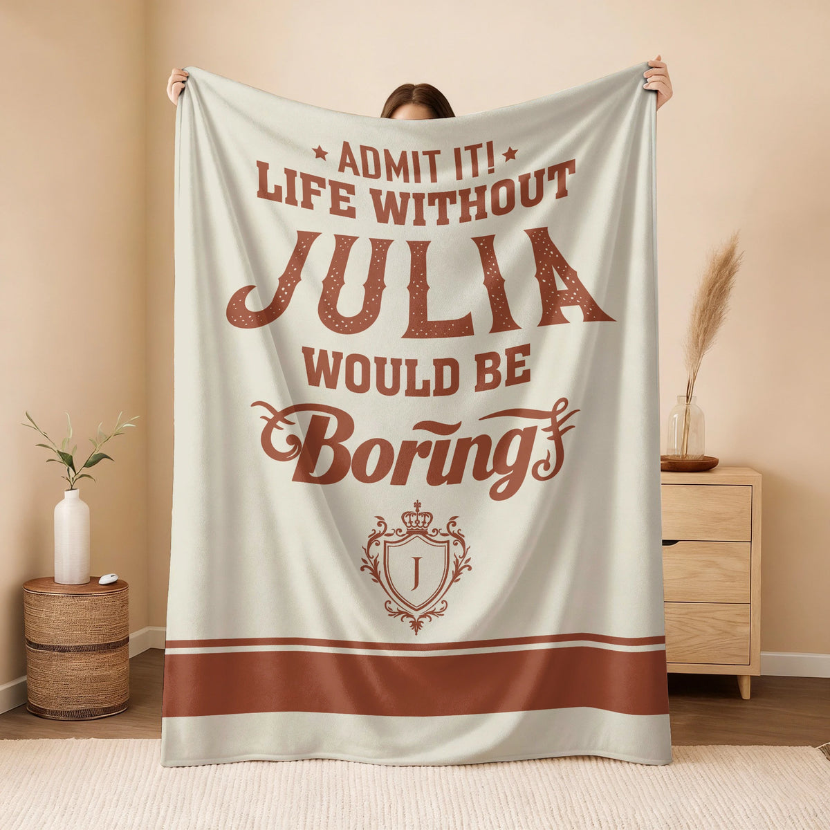 Life Without Your Name Would Be Boring Cream Terracotta Blanket JULIA 13K1 BK24