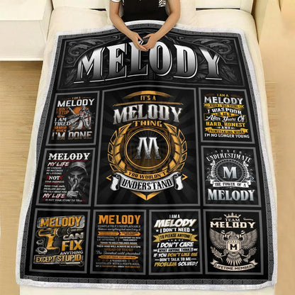MELODY Personalized Blanket | Custom Name Cozy Throw Gift 13K3-BK2