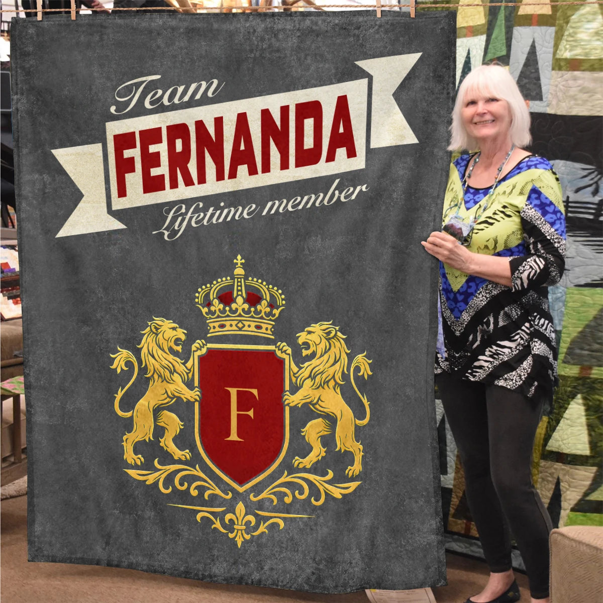 Team Your Name Lifetime Member Charcoal Blanket FERNANDA 13K1 BK20
