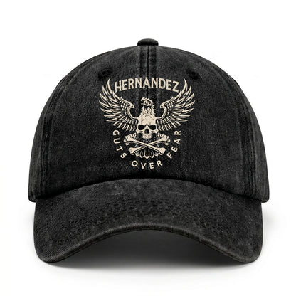 Your Name Guts Over Fear With Eagle And Skull Washed Cap HERNANDEZ 13K1 C75PF