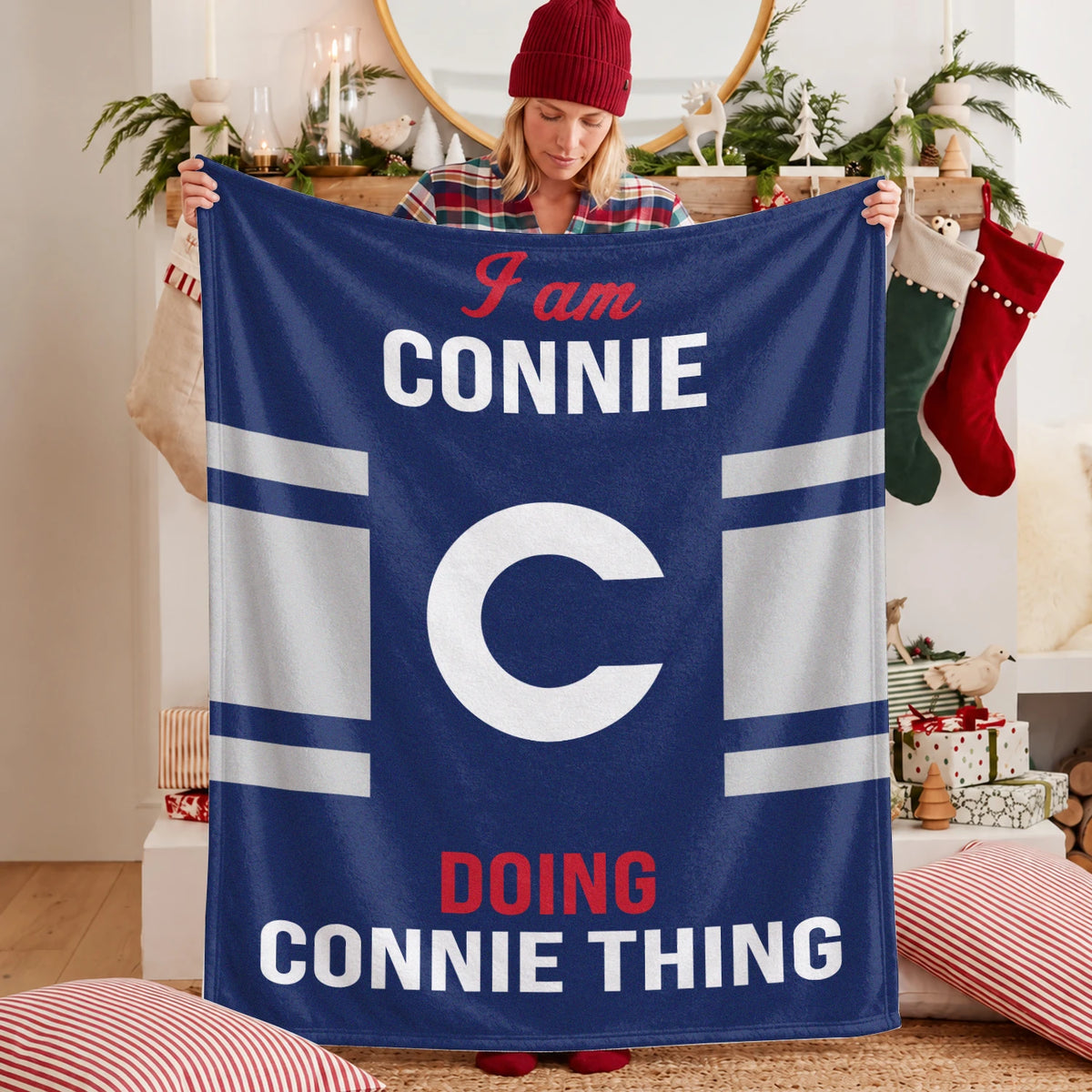 I'm Name Doing Name Things Navy Fleece Blanket CONNIE 13K1 BK51