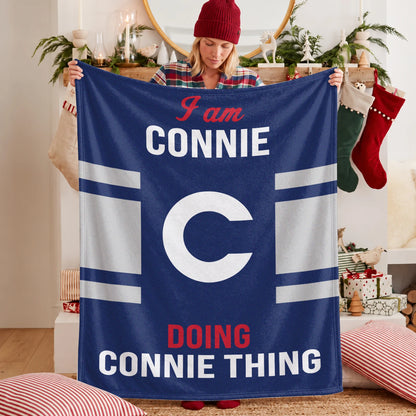 I'm Name Doing Name Things Navy Fleece Blanket CONNIE 13K1 BK51