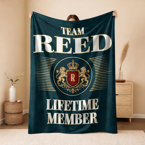 Team Your Name Lifetime Member Sage Green Fleece Blanket REED 13K1 BK42