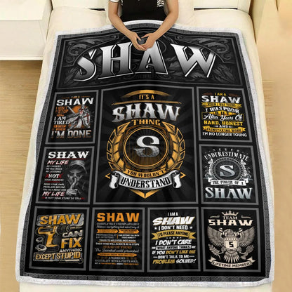 SHAW Personalized Blanket | Custom Name Cozy Throw Gift 13K2-BK2