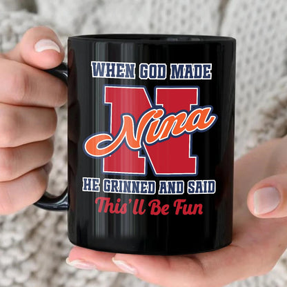 When God Made Your Name Personalized Baseball Mug NINA 13K1 MG07
