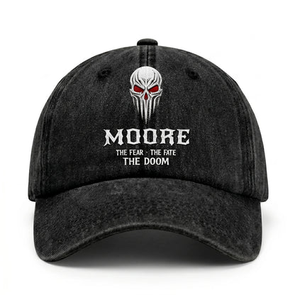 Your Name The Fear The Fate The Doom Skull Washed Cap MOORE 13K1 C98PF