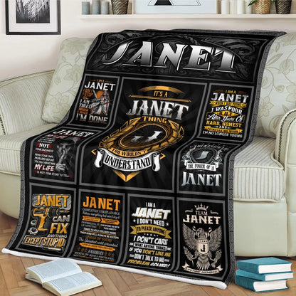 JANET Personalized Blanket | Custom Name Cozy Throw Gift 13K1-BK2