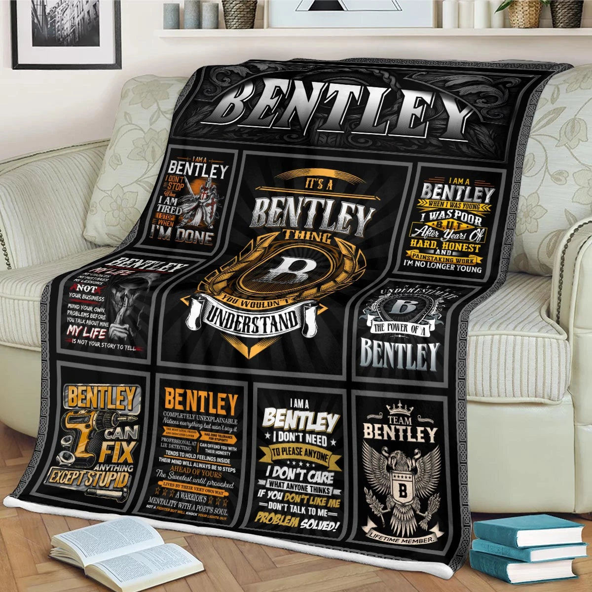 BENTLEY Personalized Blanket | Custom Name Cozy Throw Gift 13K5-BK2