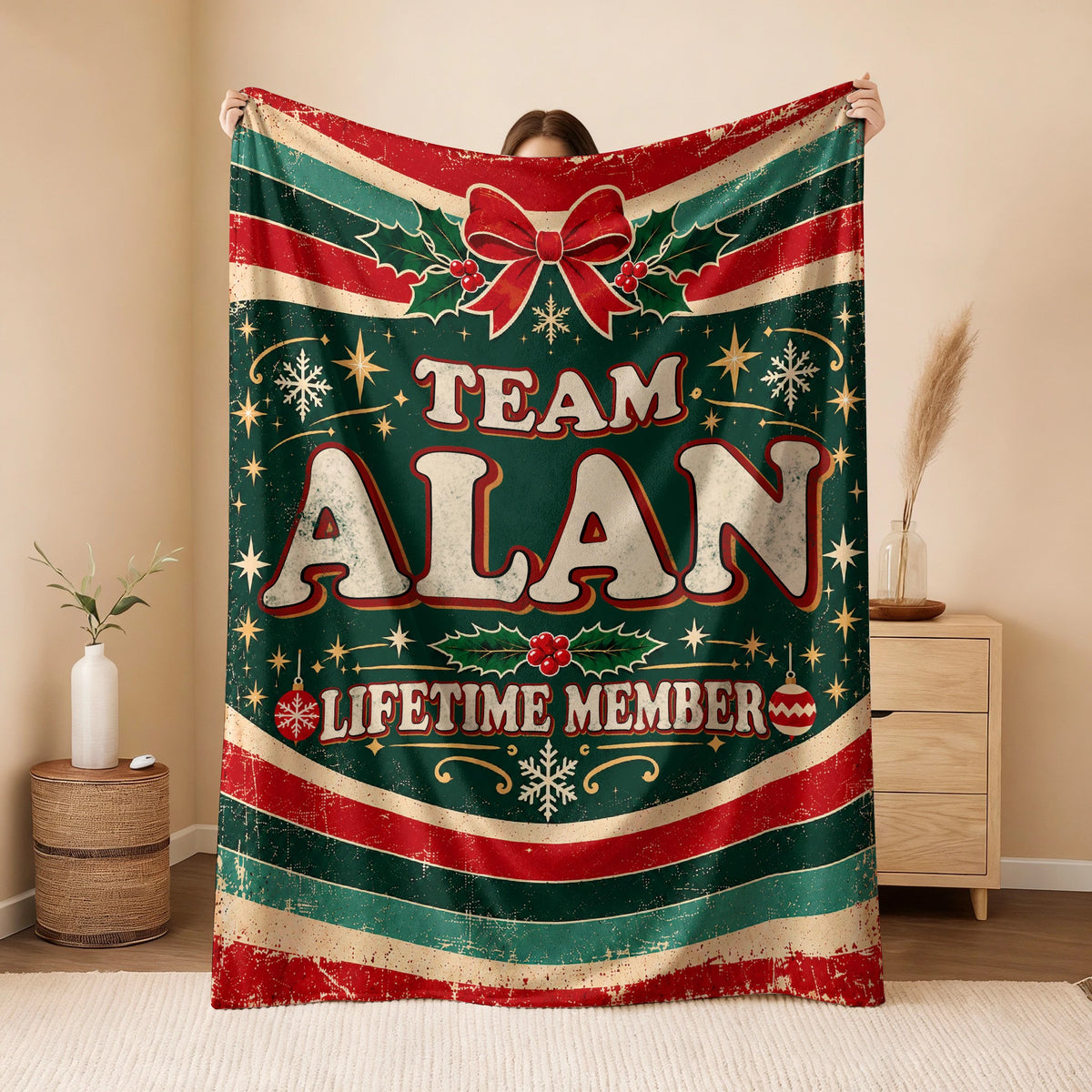 Team Your Name Lifetime Member Christmas Fleece Blanket ALAN 13K1 BK52