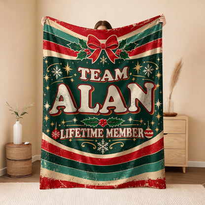 Team Your Name Lifetime Member Christmas Fleece Blanket ALAN 13K1 BK52