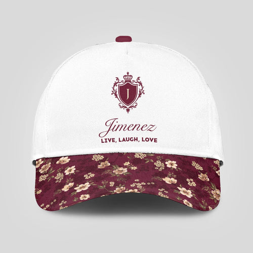 Live Laugh Love Floral Burgundy Cap JIMENEZ 13K1 C112PF