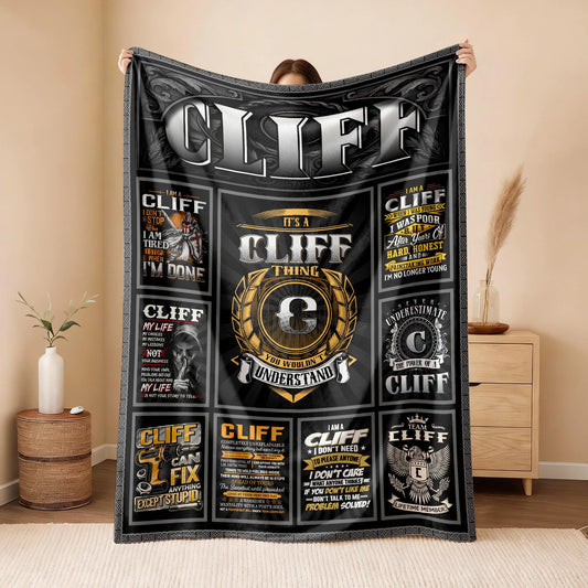 CLIFF Personalized Blanket | Custom Name Cozy Throw Gift 13K4-BK2
