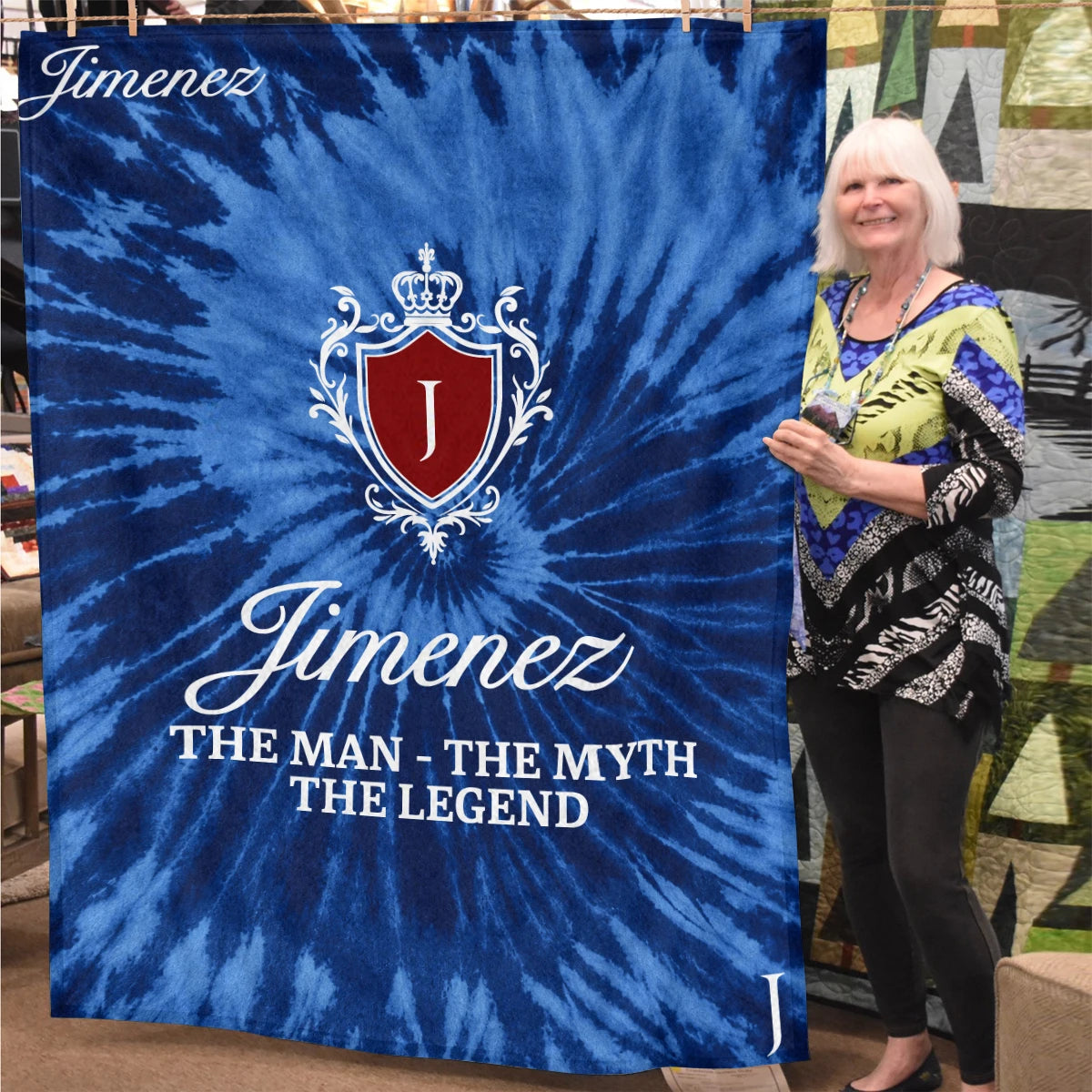 The Man The Myth The Legend Blue Waves Fleece Blanket JIMENEZ 13K1 BK11