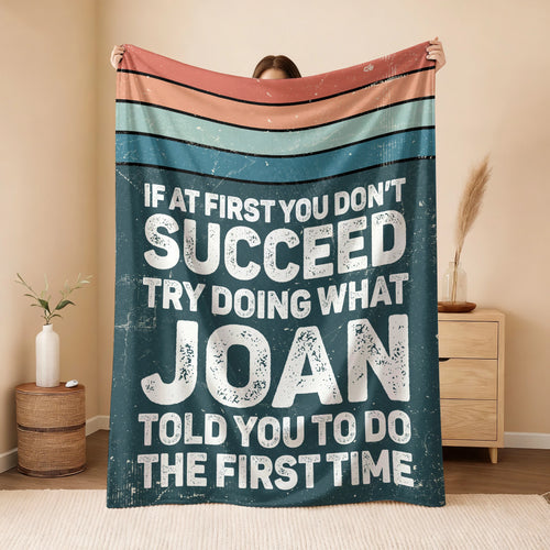 If At First You Don’t Succeed Retro Green Fleece Blanket JOAN 13K1 BK29