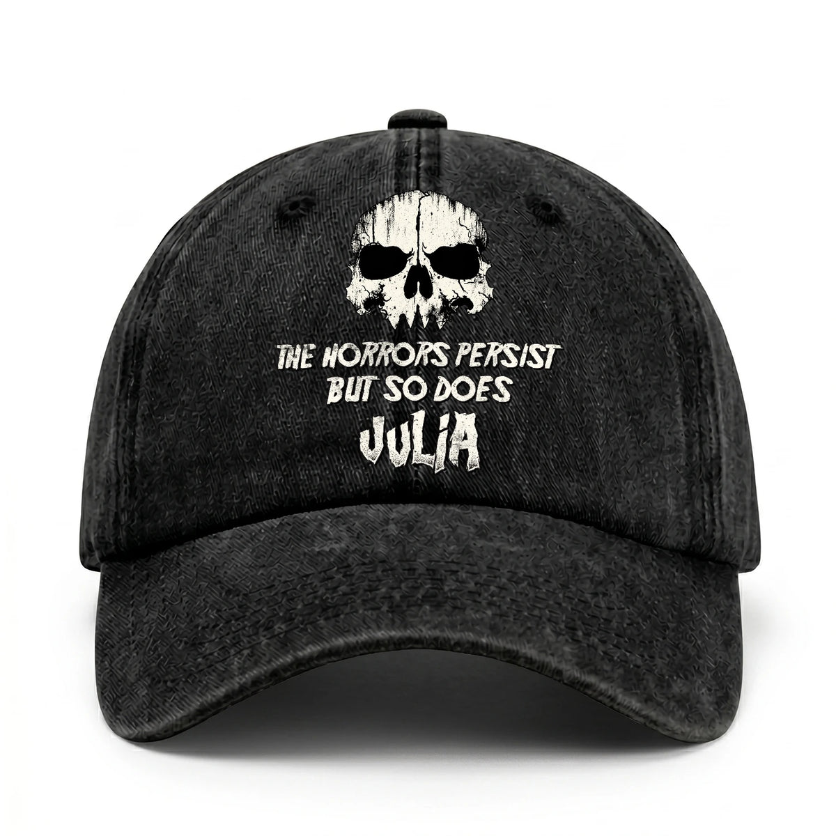 The Horrors Persist But So Does Your Name Cool Skull Washed Cap JULIA 13K1 C134PF