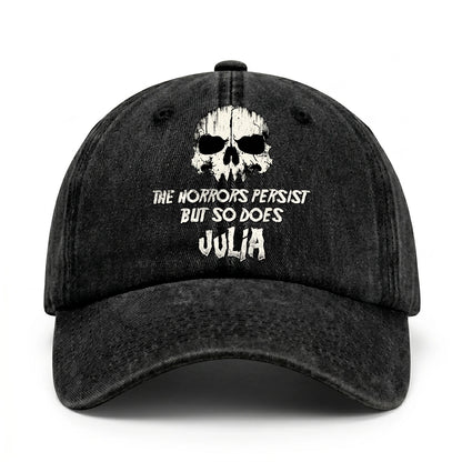 The Horrors Persist But So Does Your Name Cool Skull Washed Cap JULIA 13K1 C134PF