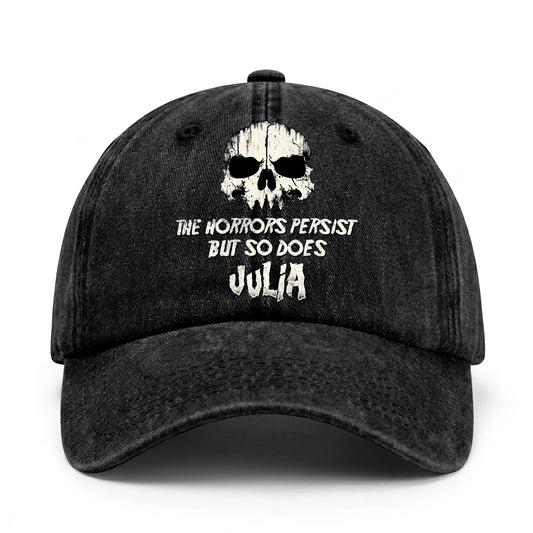 The Horrors Persist But So Does Your Name Cool Skull Washed Cap JULIA 13K1 C134PF