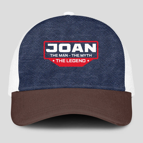 The Man The Myth The Legend Navy Brown And White Mesh Cap JOAN 13K1 C200PF